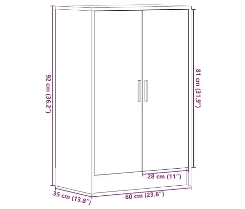 Spintelė Batams, Juodasis Ąžuolas, 60X35X92cm Apdirbta Mediena