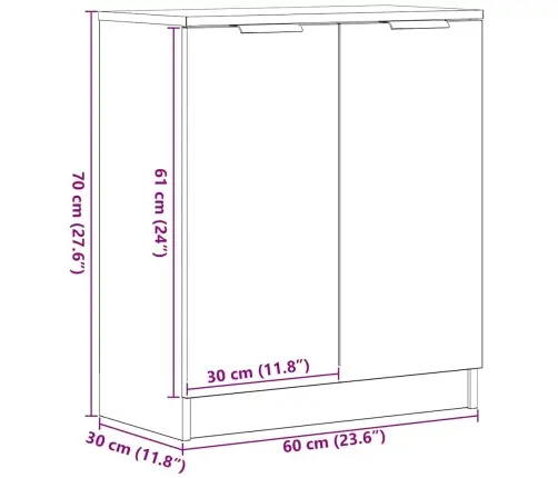 Bufete Melna Ozolkoka 60X30X70 Cm Inženierijas Koks Vidaxl