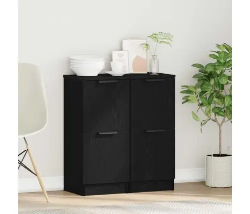 Kõide 2 Pcs Must Tamm 30 X 30 X 70 Cm Tehispuit