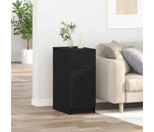 Rakstāmgalda Skapītis Melnā Ozola Krāsā - 33X50X75 Cm - Izgatavots No Inženierijas Koka Vidaxl