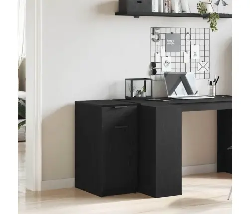 Rakstāmgalda Skapītis Melnā Ozola Krāsā - 33X50X75 Cm - Izgatavots No Inženierijas Koka Vidaxl