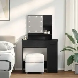 Makiažo Stalas Su Stalčių Juodas Ąžuolas 86,5 X 35 X 136 Cm