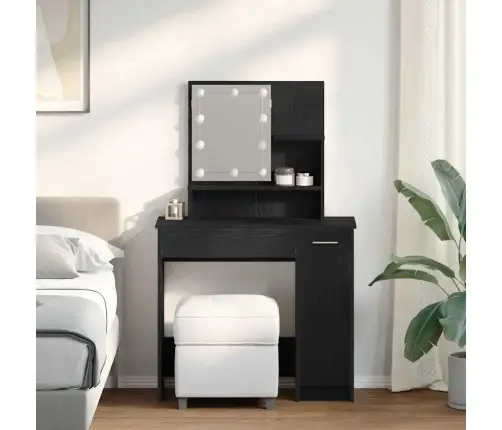 Makiažo Stalas Su Stalčių Juodas Ąžuolas 86,5 X 35 X 136 Cm