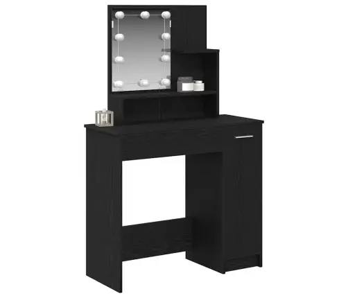 Makiažo Stalas Su Stalčių Juodas Ąžuolas 86,5 X 35 X 136 Cm