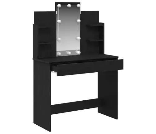 Grimes Galds Ar Led Gaismām Melnā Ozolkoka 96X40X142 Cm Vidaxl