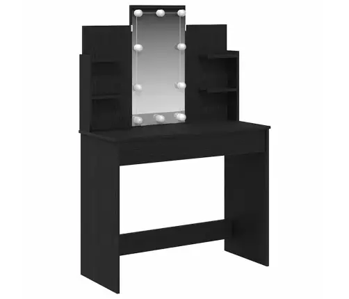 Grimes Galds Ar Led Gaismām Melnā Ozolkoka 96X40X142 Cm Vidaxl