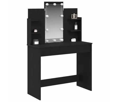 Grimes Galds Ar Led Gaismām Melnā Ozolkoka 96X40X142 Cm Vidaxl