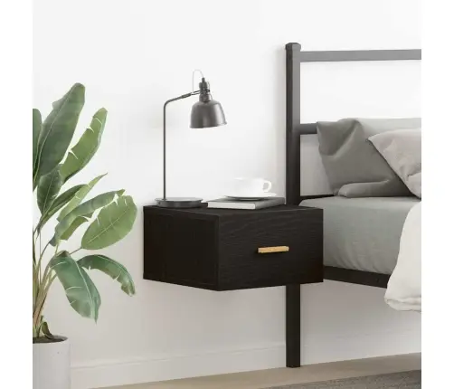 Sienas Uzstādāms Gultas Naktsgaldiņš Melni Ozolkoka 35X35X20 Cm Vidaxl