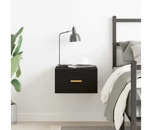 Sienas Uzstādāms Gultas Naktsgaldiņš Melni Ozolkoka 35X35X20 Cm Vidaxl