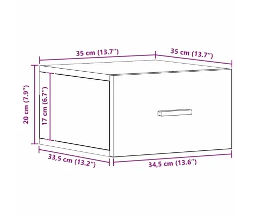 Sienas Uzstādāms Gultas Naktsgaldiņš Melni Ozolkoka 35X35X20 Cm Vidaxl