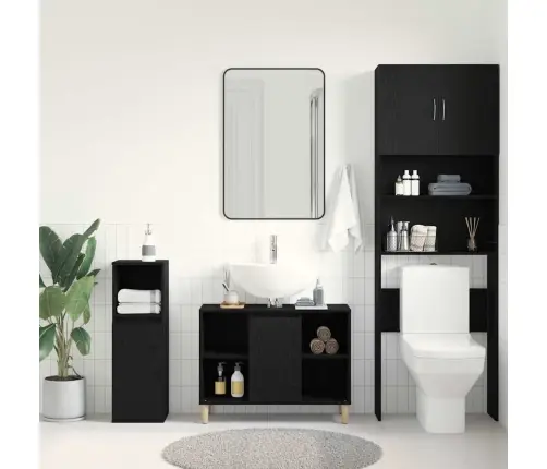 Izlietnes Skapītis, Melns Ozols, 80X33X60 Cm, Inženierkoks Vidaxl