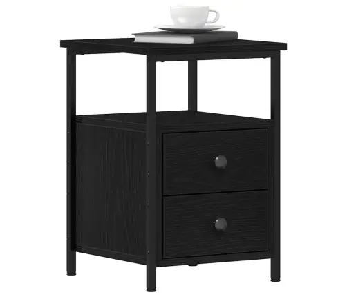 Naktsskapīši, 2 Gab., Melns Ozols, 34X35,5X50 Cm, Inženierkoks Vidaxl