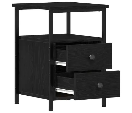 Naktsskapīši, 2 Gab., Melns Ozols, 34X35,5X50 Cm, Inženierkoks Vidaxl