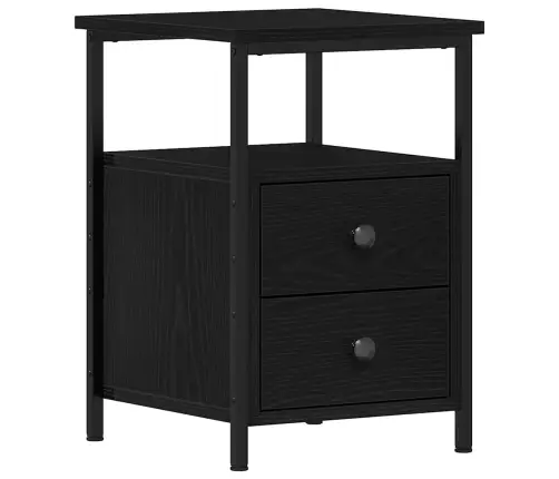 Naktsskapīši, 2 Gab., Melns Ozols, 34X35,5X50 Cm, Inženierkoks Vidaxl