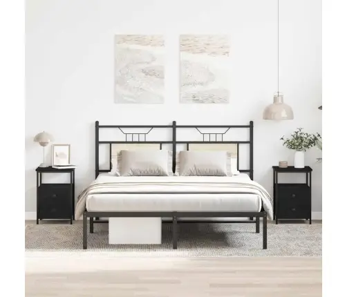 Naktsskapīši, 2 Gab., Melns Ozols, 34X35,5X50 Cm, Inženierkoks Vidaxl