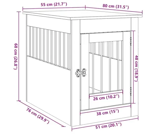 Suņu Būra Mēbeles, Melns Ozols, 80X55X68 Cm, Inženierkoks Vidaxl