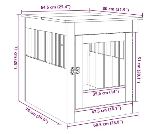 Šuns Narvas, Juodo Ąžuolo Spalvos, 64,5X80X71 cm Inžinerinė Mediena