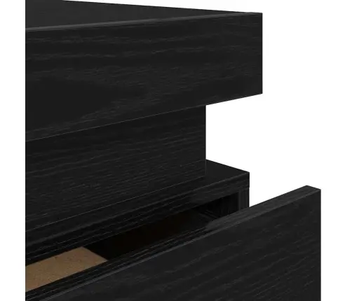 Naktsgaldiņš Ar Led Gaismām 2 Gabali Melna Ozola 35X39X55 Cm Vidaxl