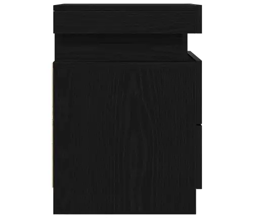 Naktsgaldiņš Ar Led Gaismām 2 Gabali Melna Ozola 35X39X55 Cm Vidaxl