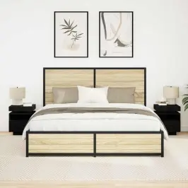 Naktsgaldiņš Ar Atvilktni 2 Pcs Melns Ozols 40 X 39 X 48.5 Cm Vidaxl