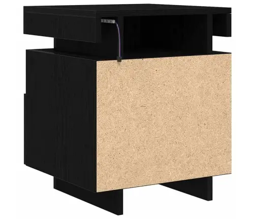 Naktsgaldiņš Ar Led Gaismām 2 Gab. Melns Ozols 40X39X48,5 Cm Vidaxl
