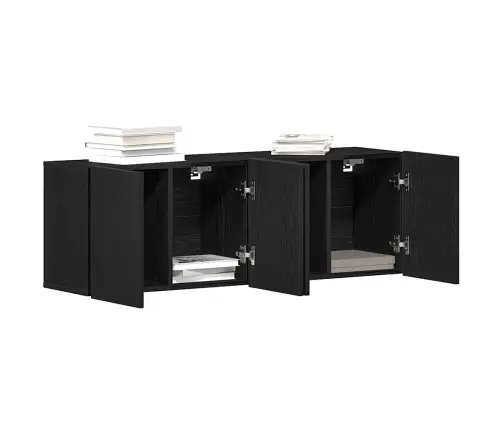 Tv Skapīši, 2 Gab., Melns Ozols, 120X30X41 Cm, Inženierkoks Vidaxl