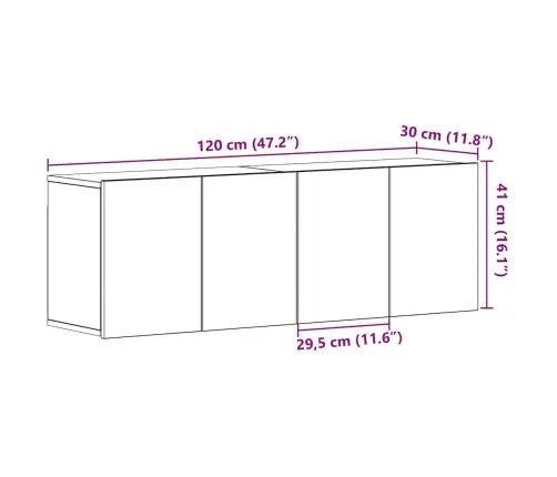 Tv Skapīši, 2 Gab., Melns Ozols, 120X30X41 Cm, Inženierkoks Vidaxl