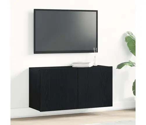 Telerikapp, Must Tamm, 80 X 30 X 41 cm Töödeldud Puit