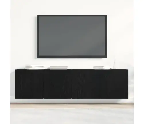 Tv Skapīši, 2 Gab., Melns Ozols, 160X30X41 Cm, Inženierkoks Vidaxl