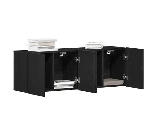 Tv Skapīši, 2 Gab., Melns Ozols, 160X30X41 Cm, Inženierkoks Vidaxl