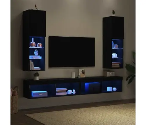 Led Televizora Skapītis 2 Gabali Melna Ozola 30,5X30X102 Cm Inženierijas Koks Vidaxl Led Televizora Skapītis 2 Gabali Melna Ozola 30,5X30X102 Cm Inženierijas Koks Vidaxl