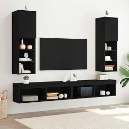 Televizora Skapīša 2 Pcs Melna 30.5 X 30 X 102 Cm Vidaxl