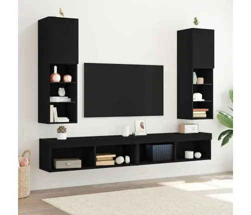 Led Televizora Skapītis 2 Gabali Melna Ozola 30,5X30X102 Cm Inženierijas Koks Vidaxl Led Televizora Skapītis 2 Gabali Melna Ozola 30,5X30X102 Cm Inženierijas Koks Vidaxl