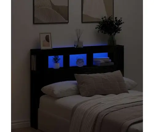 Led Gultas Galvgalis Melnā Ozola Krāsā 140X18,5X40 Cm Inženierijas Koks Vidaxl