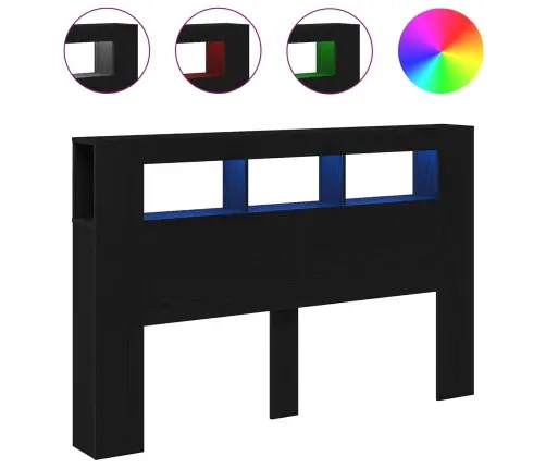 Led Galvūgalis Su Lentyna Juoda Ąžuolo 160 X 18,5 X 103,5 Cm