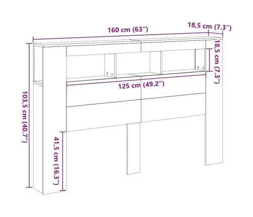Led Galvas Tilts Melna Ozola 160X18,5X45 Cm Inženierijas Koks Vidaxl
