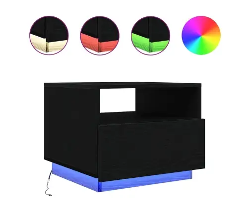 Kafijas Galdiņš Ar Led, Melns Ozols, 50X49X40 Cm Vidaxl