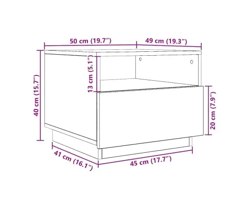 Kafijas Galdiņš Ar Led, Melns Ozols, 50X49X40 Cm Vidaxl