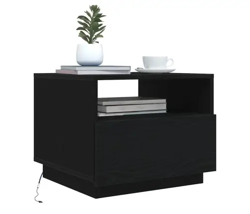 Kafijas Galdiņš Ar Led, Melns Ozols, 50X49X40 Cm Vidaxl