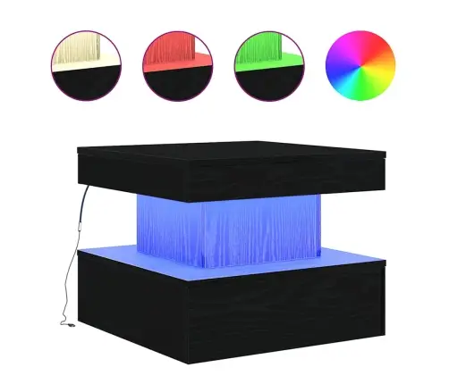 Kafijas Galdiņš Ar Led, Melns Ozols, 50X50X40 Cm Vidaxl