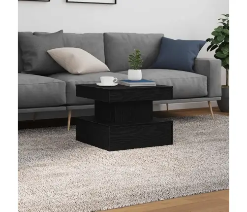 Kafijas Galdiņš Ar Led, Melns Ozols, 50X50X40 Cm Vidaxl