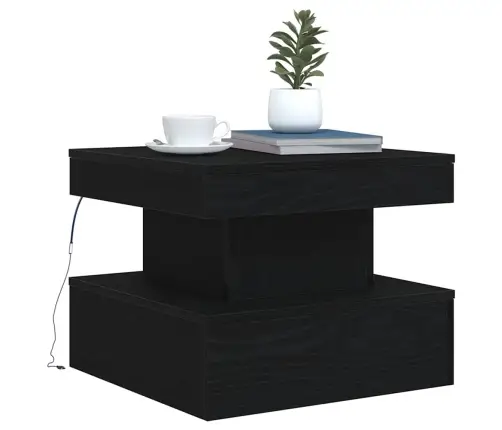 Kafijas Galdiņš Ar Led, Melns Ozols, 50X50X40 Cm Vidaxl