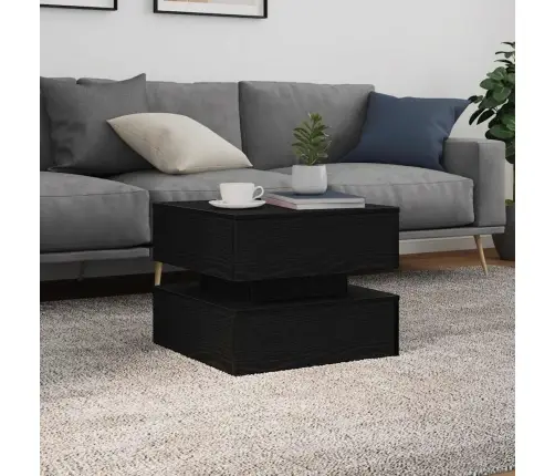 Kafijas Galdiņš Ar Led, Melns Ozols, 50X50X40 Cm Vidaxl