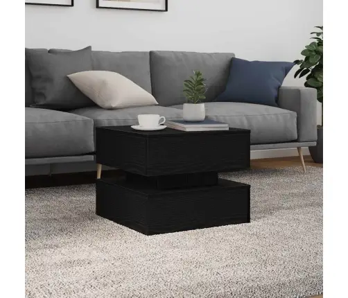 Kafijas Galdiņš Ar Led, Melns Ozols, 50X50X40 Cm Vidaxl