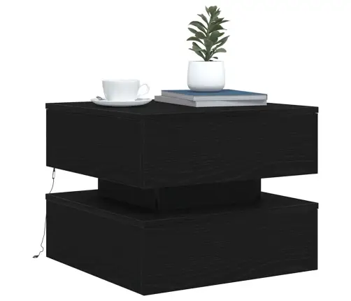 Kafijas Galdiņš Ar Led, Melns Ozols, 50X50X40 Cm Vidaxl