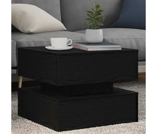 Kafijas Galdiņš Ar Led, Melns Ozols, 50X50X40 Cm Vidaxl