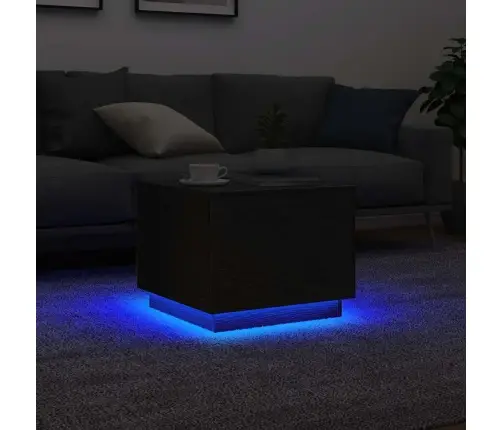 Kafijas Galdiņš Ar Led, Melns Ozols, 50X50X40 Cm Vidaxl