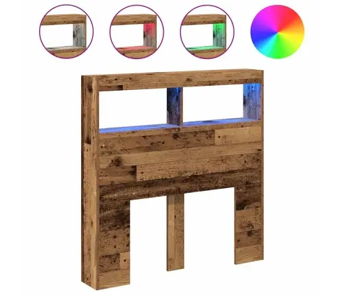 Galvgaļa Skapis Ar Led, Veca Koka, 100X17X102 Cm Vidaxl