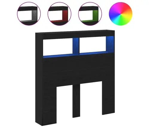 Galvgaļa Skapis Ar Led, Melns Ozola, 100X17X102 Cm Vidaxl