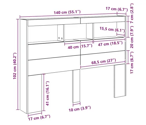Galvgaļa Skapis Ar Led, Koka Krāsā, 140X17X102 Cm Vidaxl Galvgaļa Skapis Ar Led, Koka Krāsā, 140X17X102 Cm Vidaxl